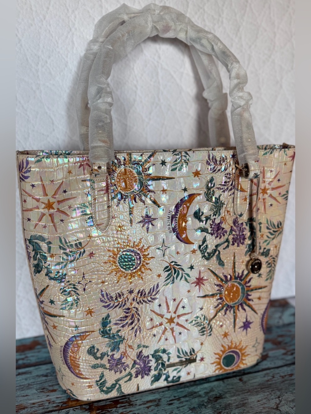 BRAHMIN EZRA VITALITY NWT MOON SUN STARS TOTE WRAPPED STRAPS NEW - Picture 9 of 15